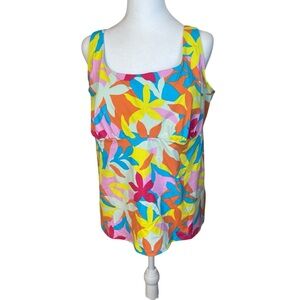 Lands End Chlorine Resistant Square Neck Underwire Tankini Swim Top Plus 18DD